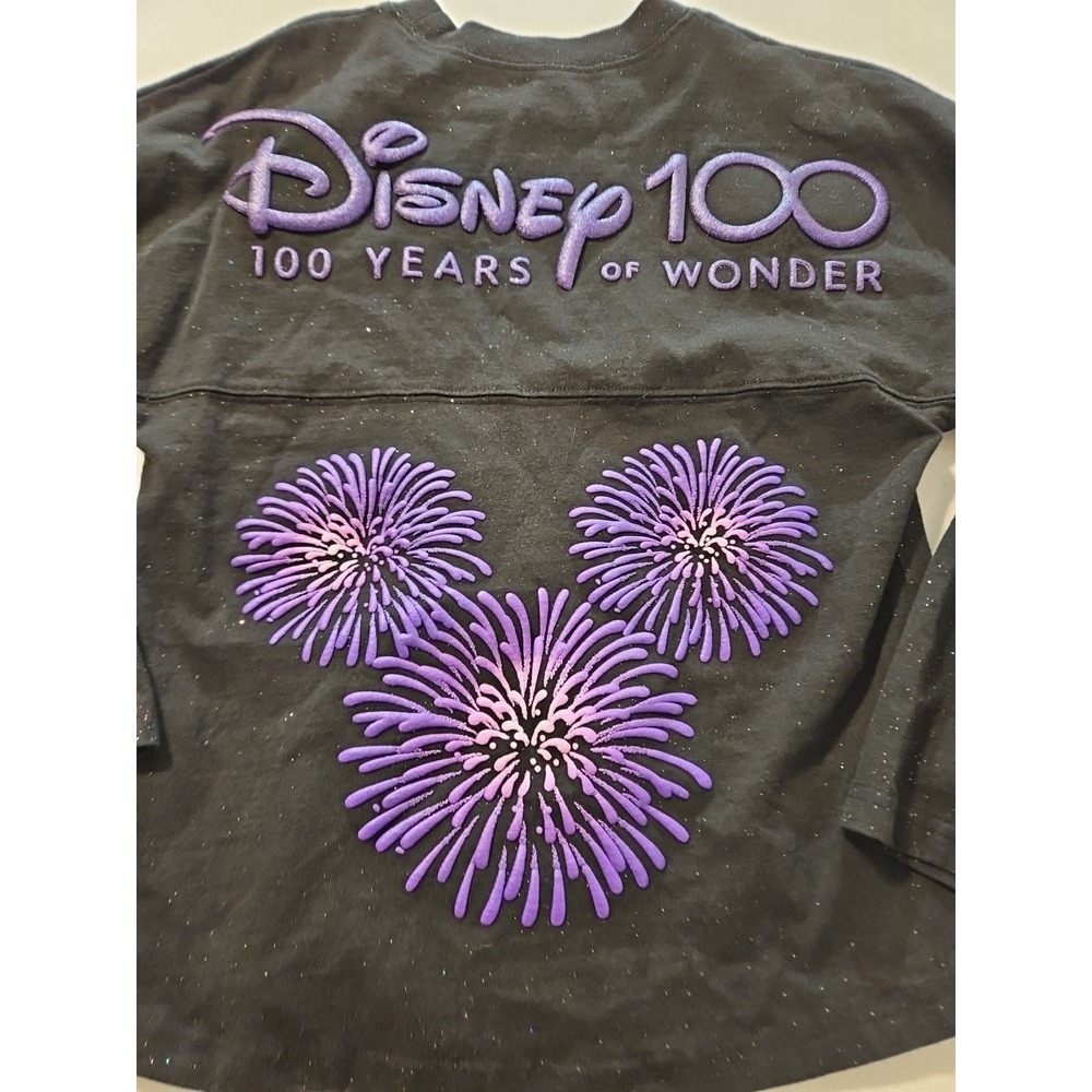 Disney Spirit Jersey Youth 7/8 Medium Black 100 Years of Wonder Glitter(1250